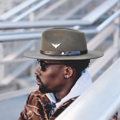 Élégant chapeau fedora en feutre pour homme – Olive foncée