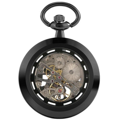 Black Skeleton Pocket Watch