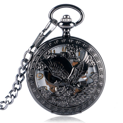 American Eagle Vintage Skeleton Mechanical Pocket Watch