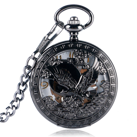 American Eagle Vintage Skeleton Mechanical Pocket Watch