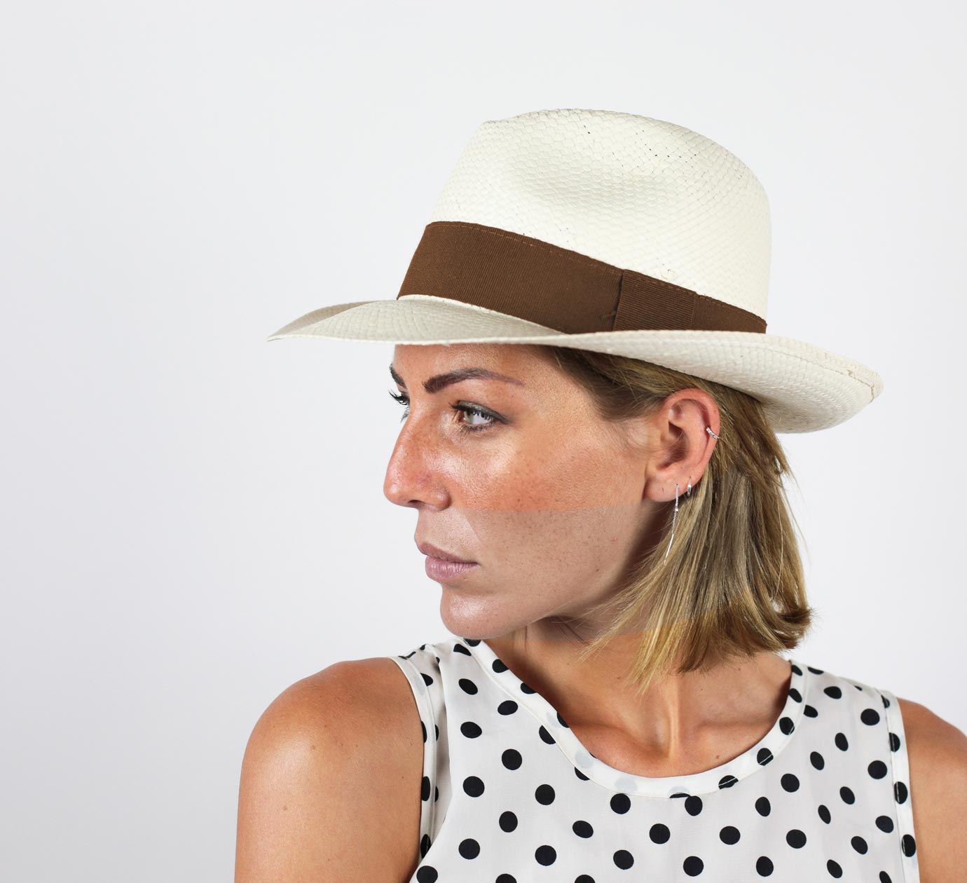 Chapeau Panama Classique Fait Main en Paille Large de 5 mm - Naturel