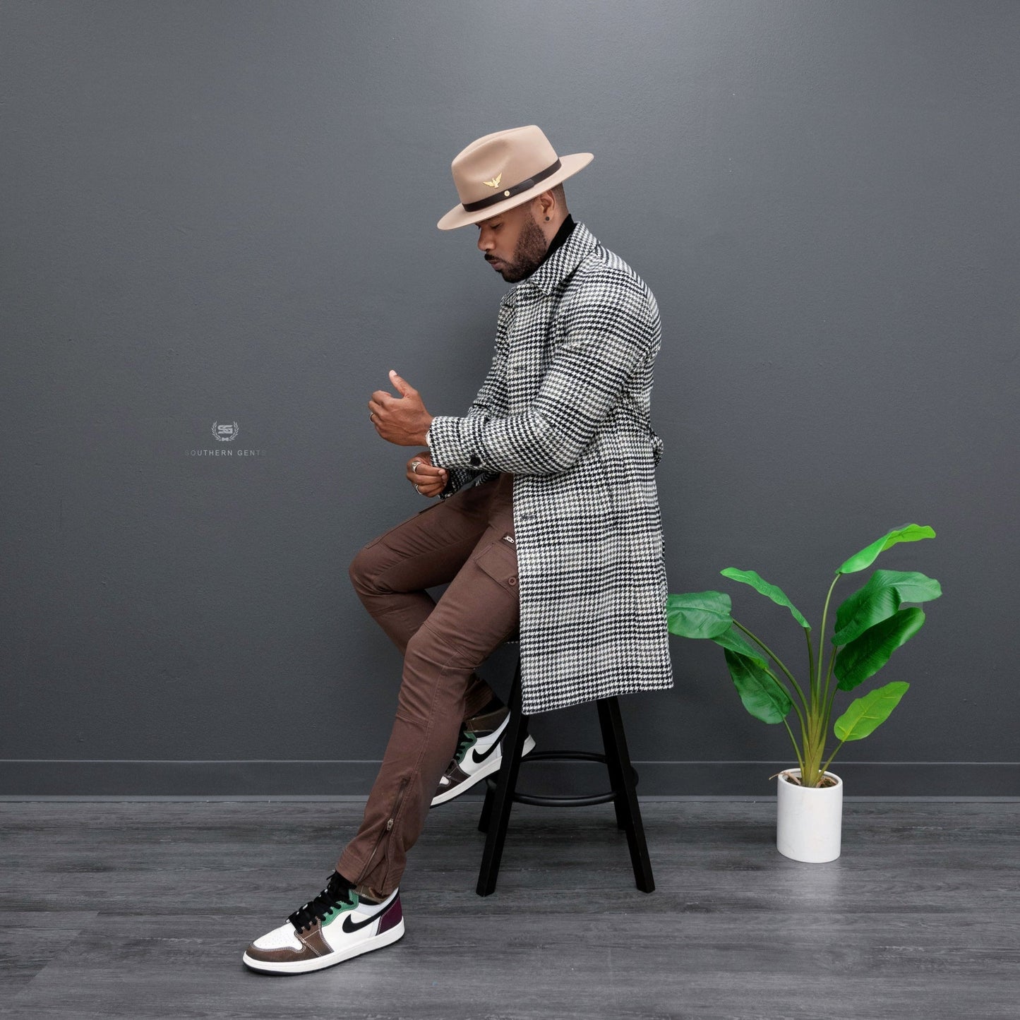 Élégant chapeau fedora en feutre pour homme – Olive foncée