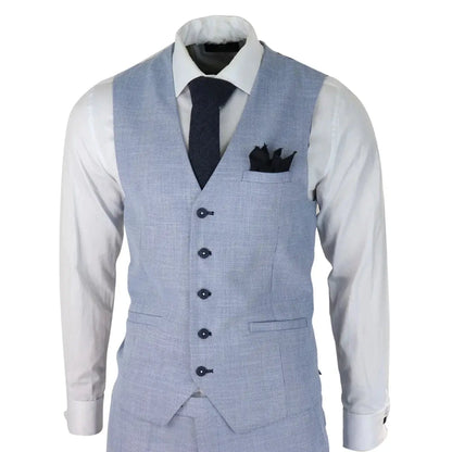 Men’s Slim Sky Blue 3-Piece Suit – Modern Wedding & Formal Guest Outfit