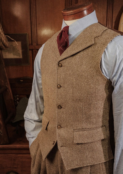 Tweed Vest - Wheat-Colored Herringbone