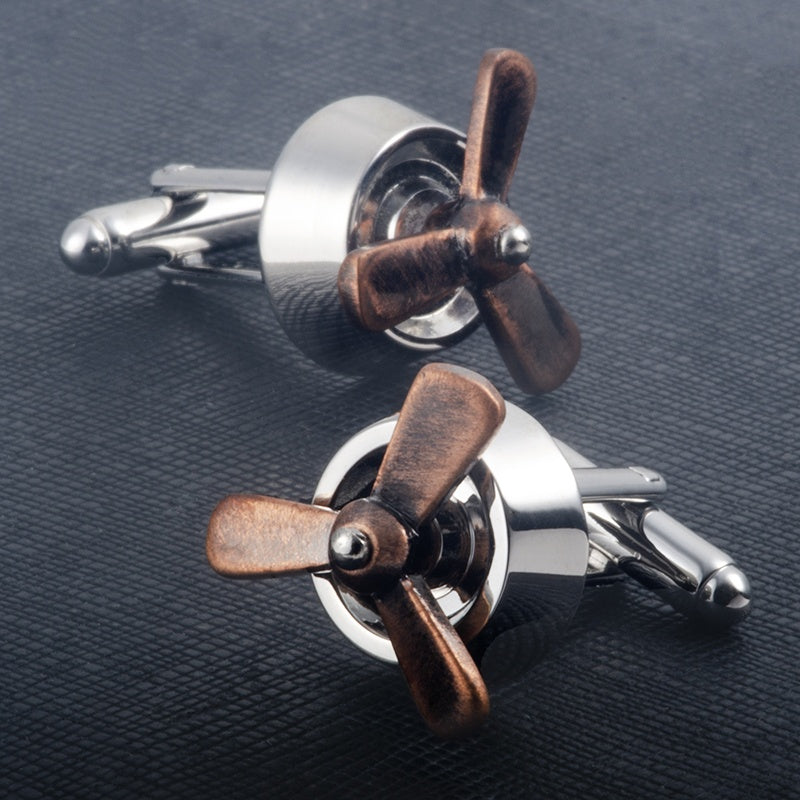 3D Rotating Propeller Metal Cufflinks