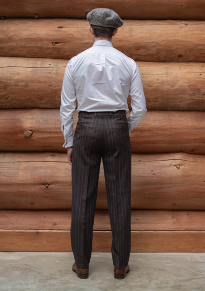 British Style Classic Trouser - Dark Taupe with Vintage Grey Stripe