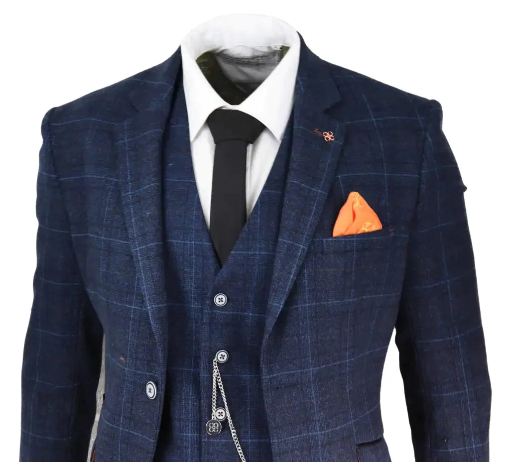 Three-Piece Tweed Suit in Cody Blue – Vintage Gentleman Style
