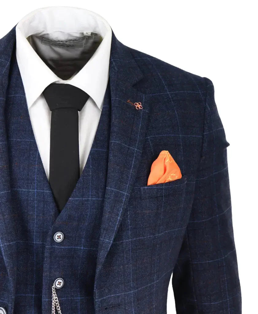 Three-Piece Tweed Suit in Cody Blue – Vintage Gentleman Style