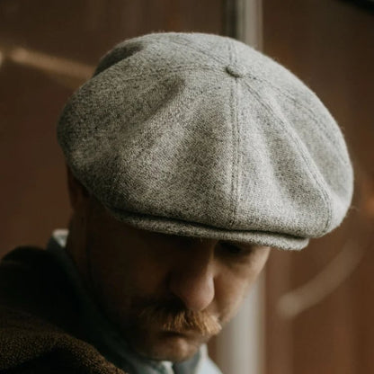 Scottish Harris Tweed 8 Panels Man Cap Light GRAY