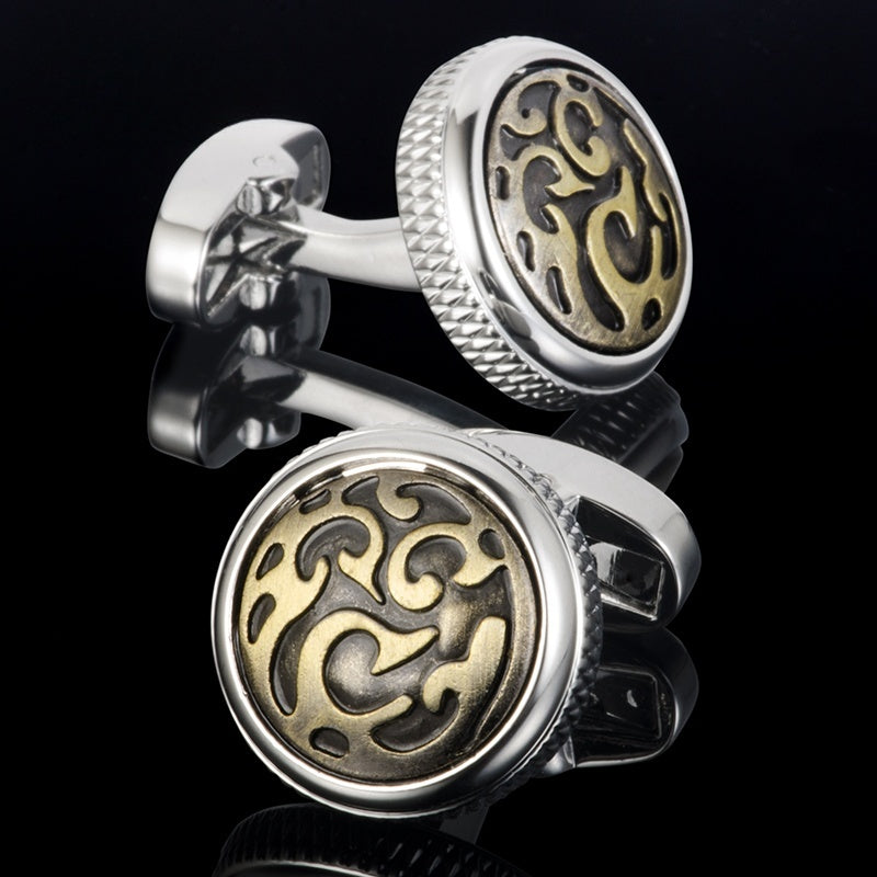 Vintage European Engraved Metal Cufflinks