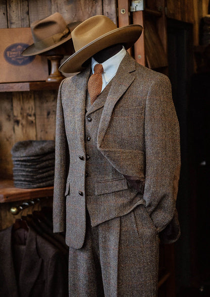 Edison Harris Tweed Waistcoat - Brown Check