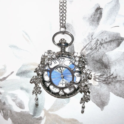 Butterfly Pocket Watch – Vintage-Inspired Keepsake with Crystal Charms