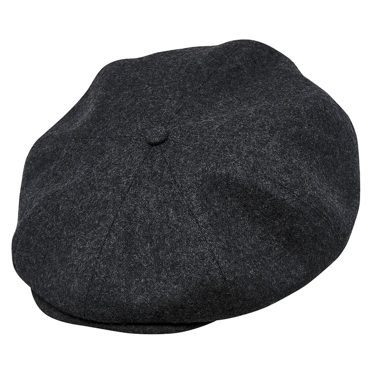 Genuine Scottish Harris Tweed 8 Panels Man Cap Black Grey