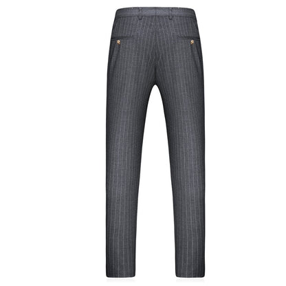 Men's Gray Fine-Stripe Double-Breasted Three-Piece Suit