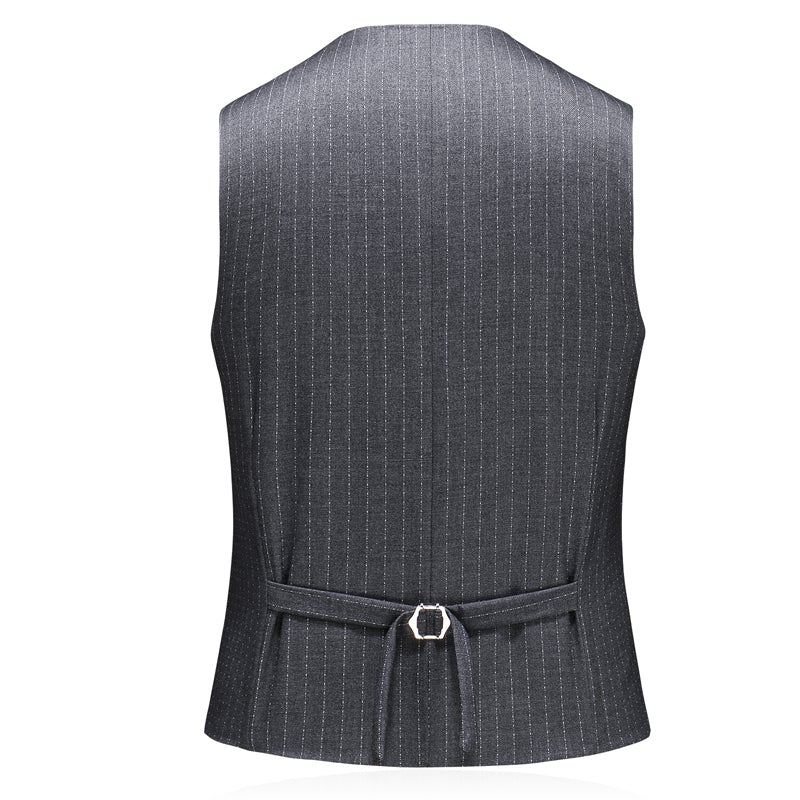 Men's Gray Fine-Stripe Double-Breasted Three-Piece Suit