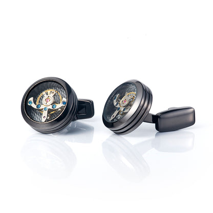 Tourbillon Cufflinks Movement Gear Cufflinks-Small cufflinks with moving movement