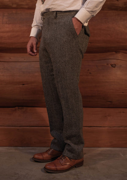 Authentic Scottish tweed Tweed Tapered Trouser - Grey Herringbone
