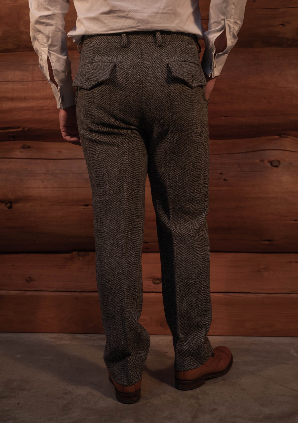 Authentic Scottish tweed Tweed Tapered Trouser - Grey Herringbone