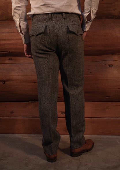 Authentic Scottish tweed Tweed Tapered Trouser - Grey Herringbone