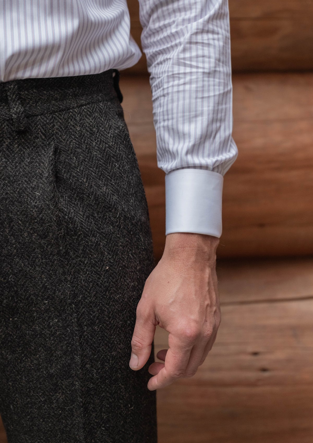 Authentic Scottish tweed Classic Trouser - Charcoal Herringbone