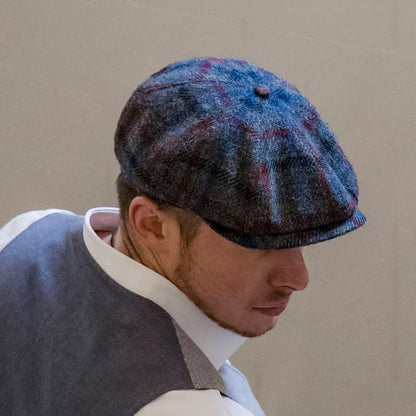 PEAKED CAPS SHELBY - HARRIS TWEED Genuine Scottish Harris Tweed 8 Panels Man Cap