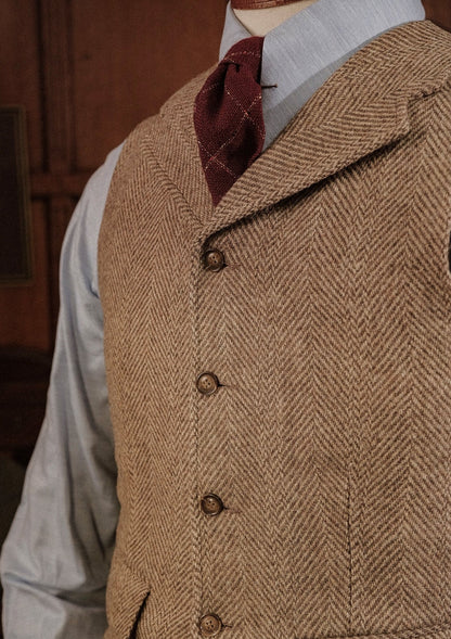 Tweed Vest - Wheat-Colored Herringbone