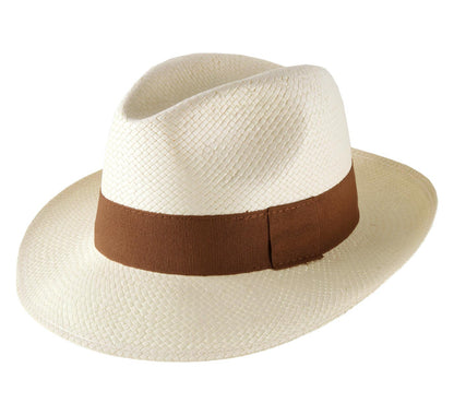 Chapeau Panama Classique Fait Main en Paille Large de 5 mm - Naturel