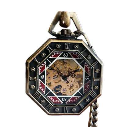 Oktagonale, hohle mechanische Taschenuhr aus Bronze