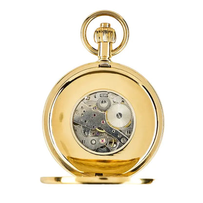 Classic Double-Open Tourbillon Manual Pocket Watch – Vintage Brass Enamel Mechanical Timepiece