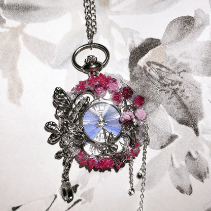 Butterfly Pocket Watch – Vintage-Inspired Keepsake with Crystal Charms