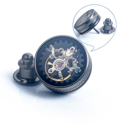 Tourbillon Cufflinks Movement Gear Cufflinks-Small cufflinks with moving movement