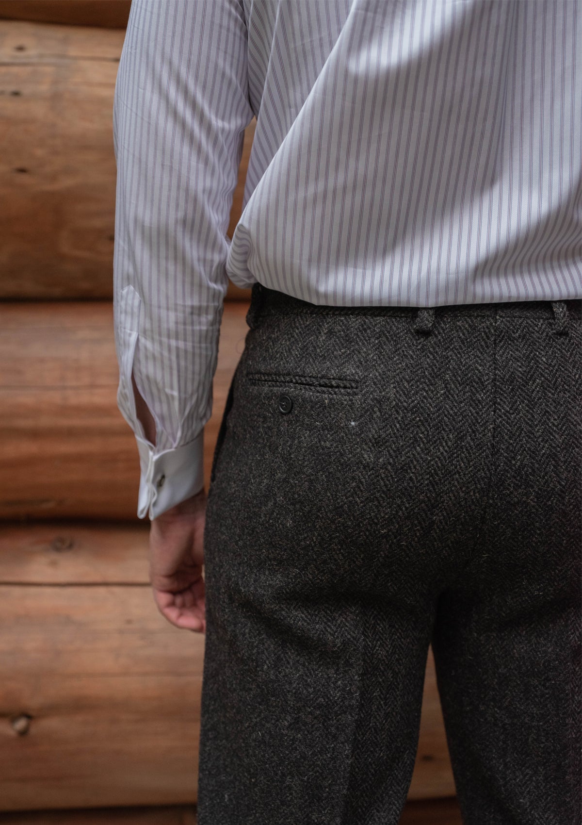 Authentic Scottish tweed Classic Trouser - Charcoal Herringbone