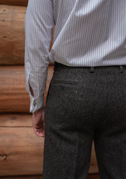Authentic Scottish tweed Classic Trouser - Charcoal Herringbone
