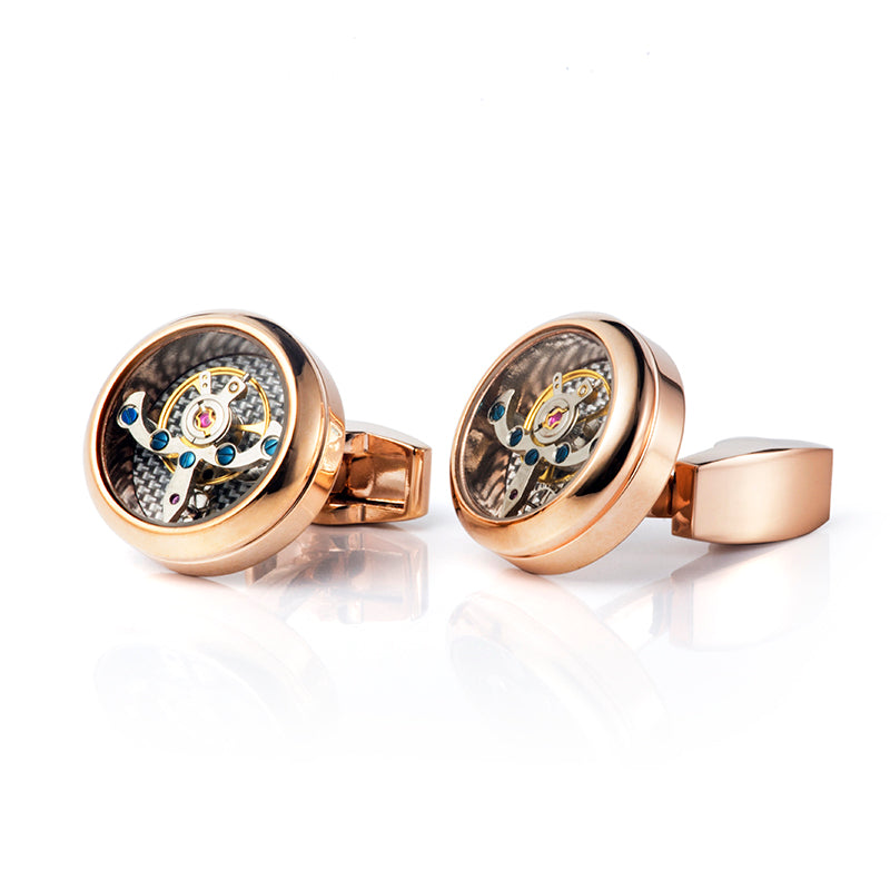 Tourbillon Cufflinks Movement Gear Cufflinks-Small cufflinks with moving movement