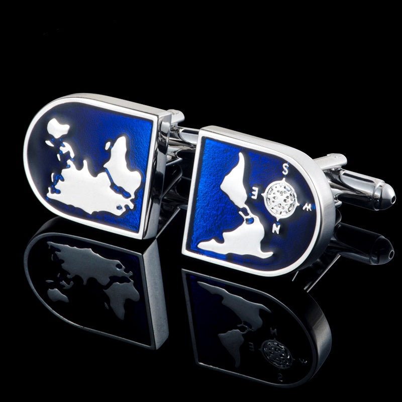 Vintage Parchment Map Gilded Brass Cufflinks