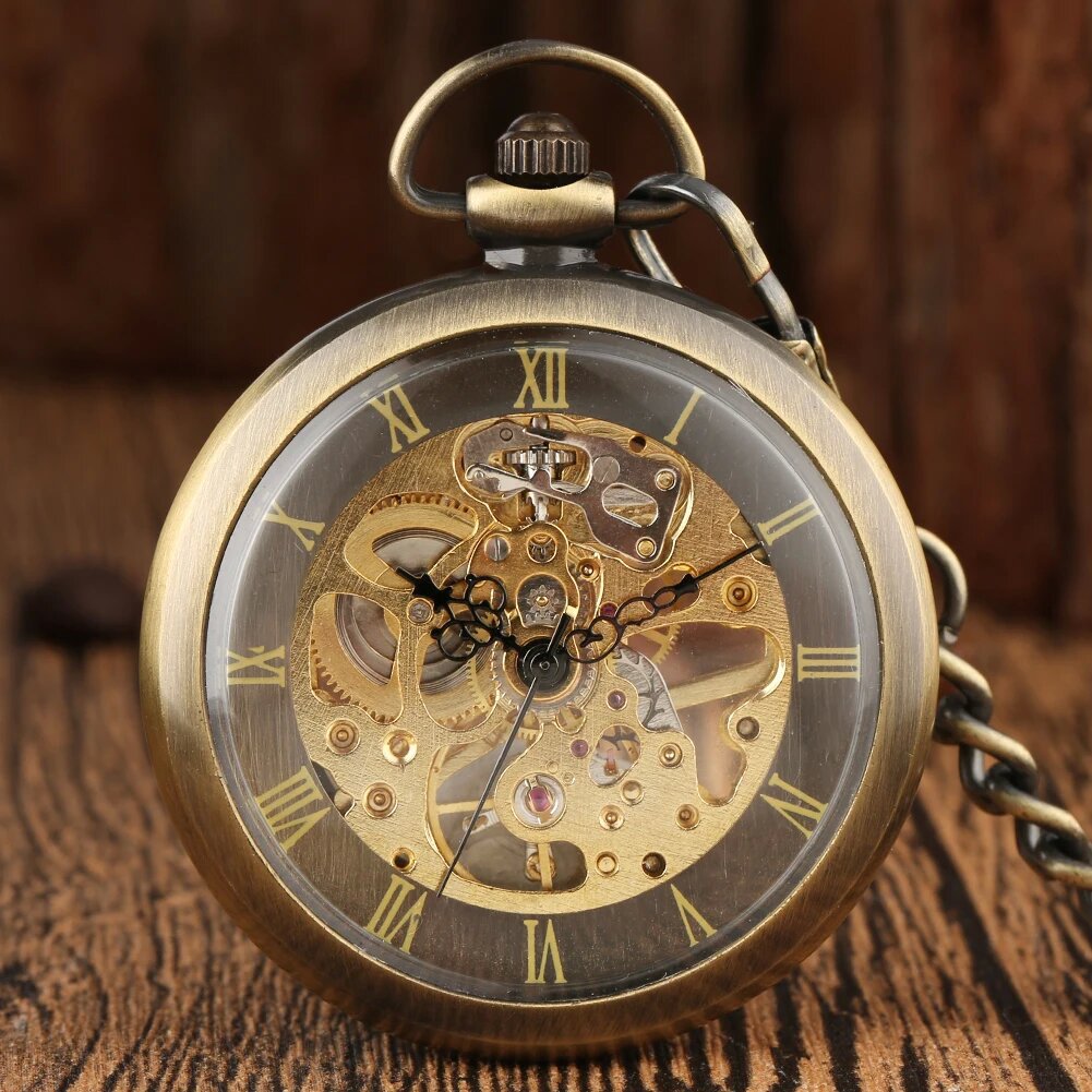 Royal Bronze Skeleton Pocket Watch