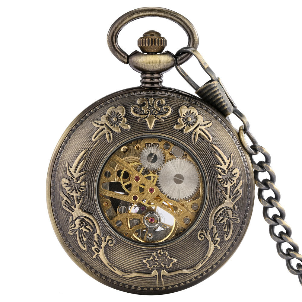 Vintage Bronze Dragon Mechanical Pocket Watch