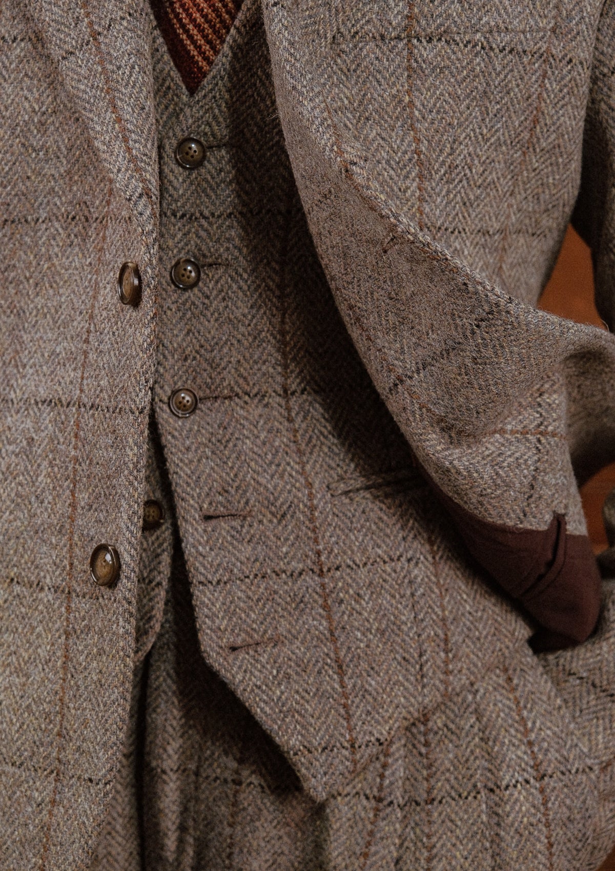 Classic Brockman Scotch Waistcoat - Light Grey & Cinnamon Check