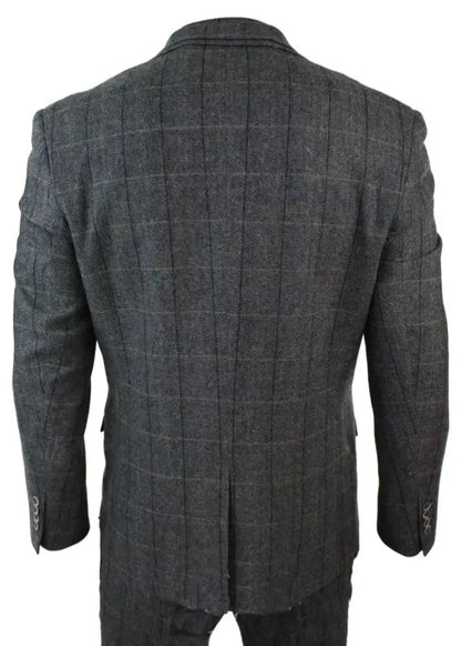 Classic Gray & Navy Men’s 3-Piece Suit – Tailored Blazer, Vest & Pants for Formal Events