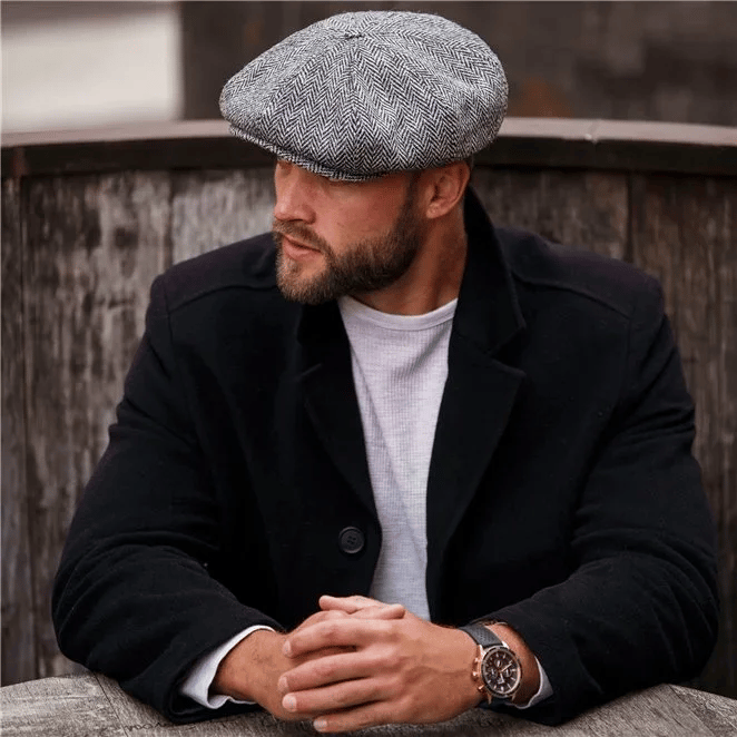 PEAKED CAPS Genuine Scottish Harris Tweed 8 Panels Man Cap