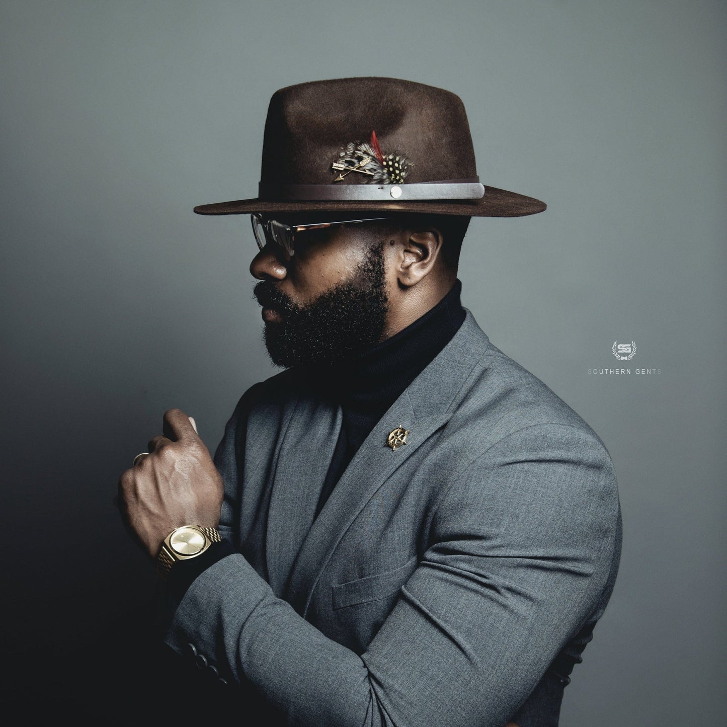 Élégant chapeau fedora en feutre pour homme – Olive foncée