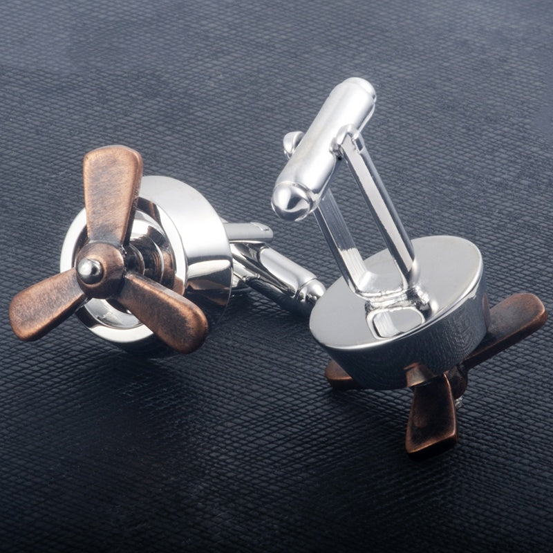 3D Rotating Propeller Metal Cufflinks