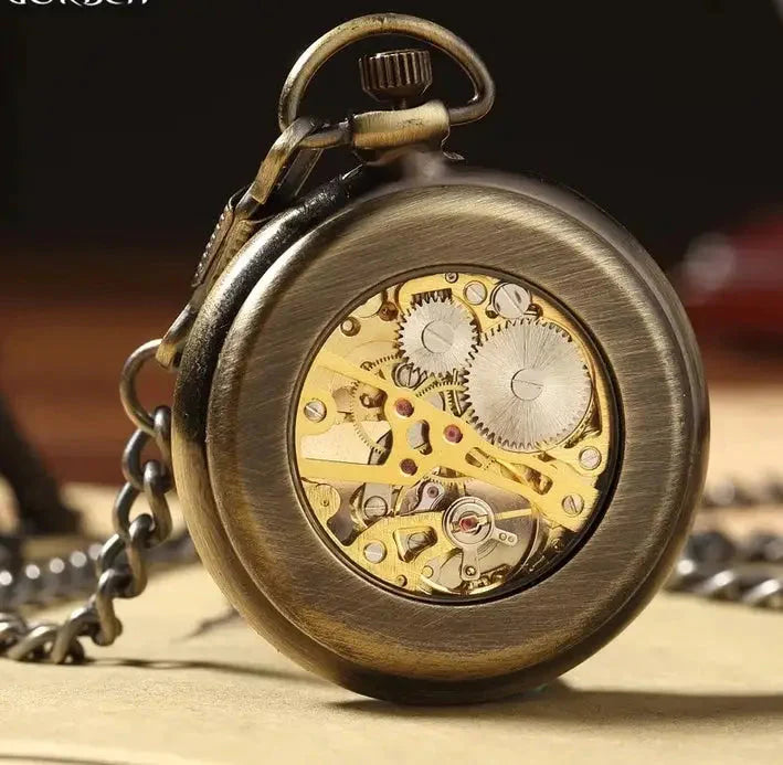 Royal Bronze Skeleton Pocket Watch