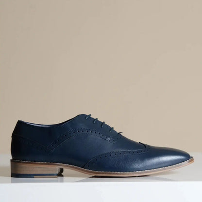 Elegant Navy Wingtip Dress Shoes for Weddings & Office – Marc Darcy Dawson