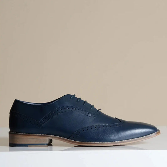 Elegant Navy Wingtip Dress Shoes for Weddings & Office – Marc Darcy Dawson