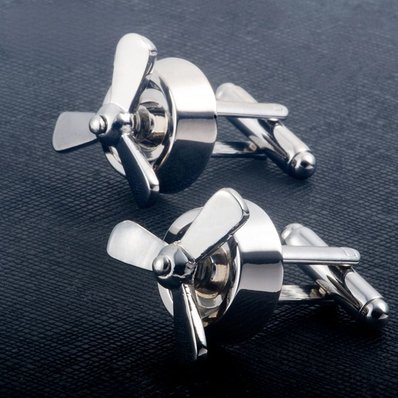 3D Rotating Propeller Metal Cufflinks