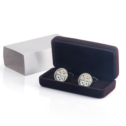 French New Tourbillon Movement Cufflinks Silver Metal Cufflinks