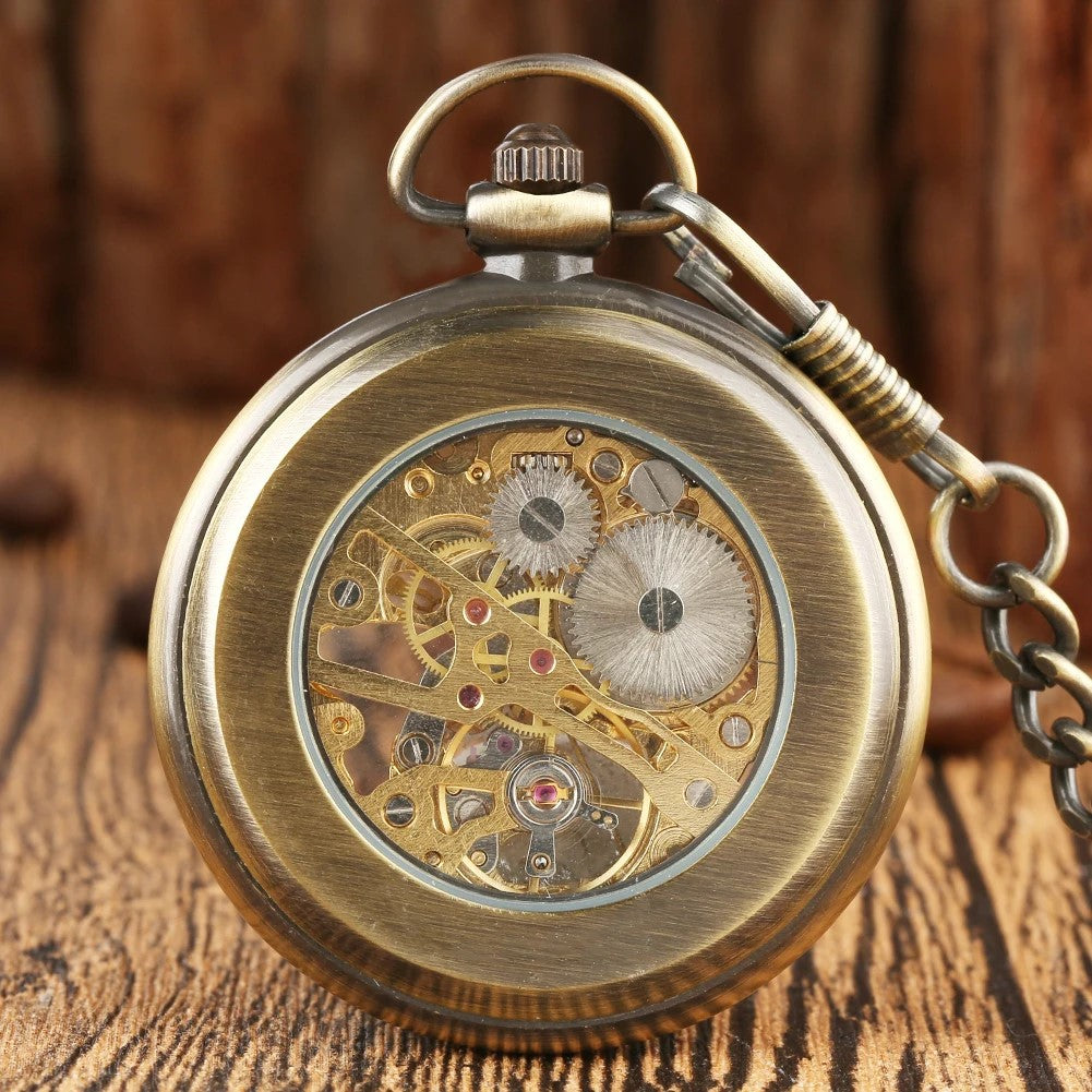 Royal Bronze Skeleton Pocket Watch