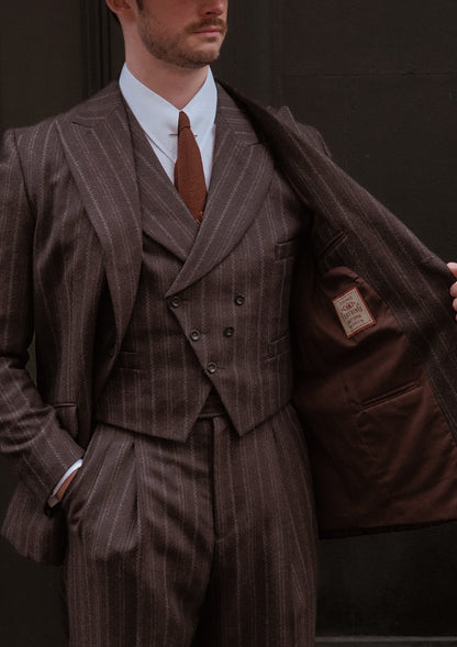 Munro Clark Trouser - Dark Taupe with Vintage Grey Stripe
