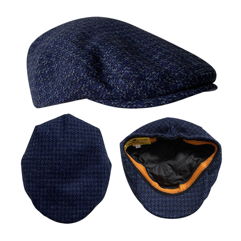 THE PEAKED Marl Flat Hat Barbour-Harris Tweed